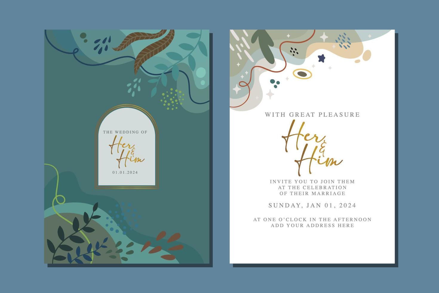 beautiful flowers wedding invitation card vector