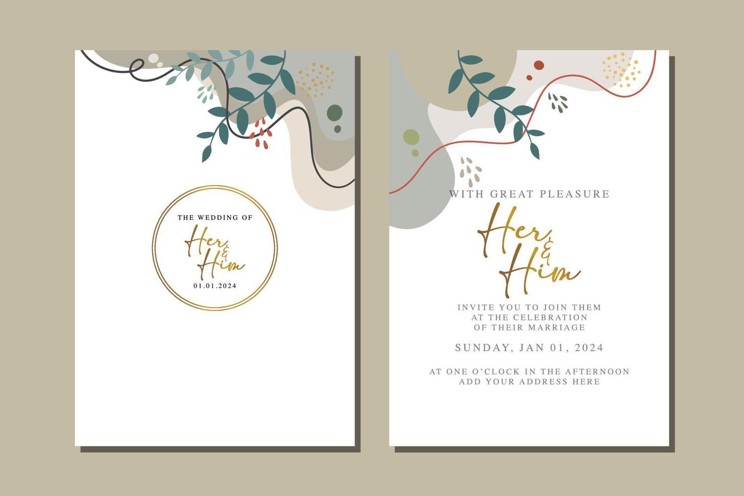 beautiful flowers wedding invitation card vector