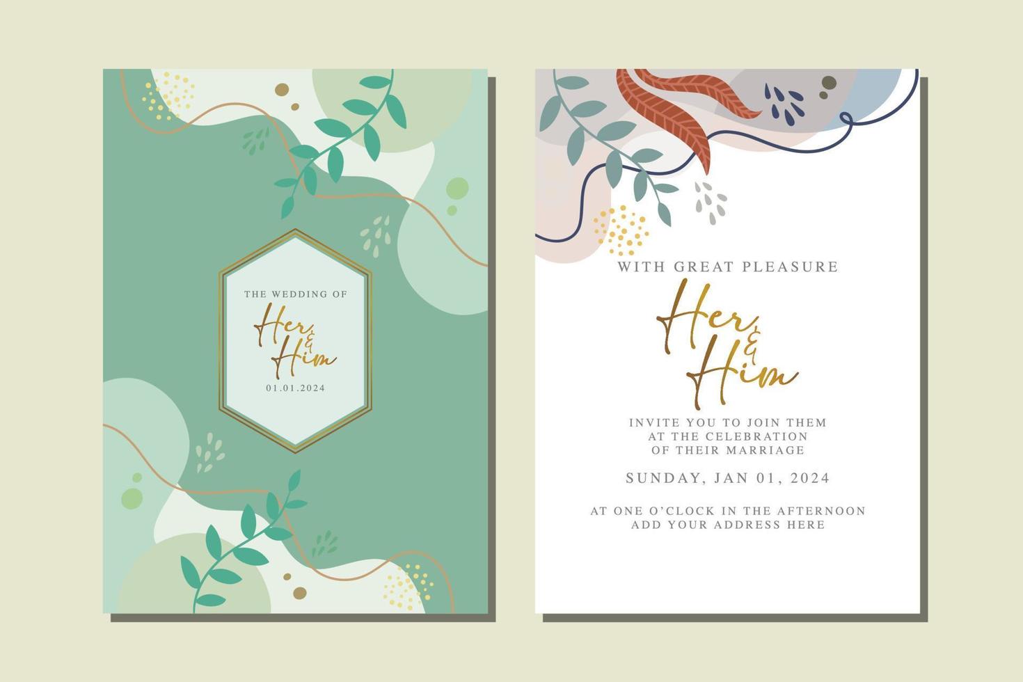 beautiful flowers wedding invitation card vector