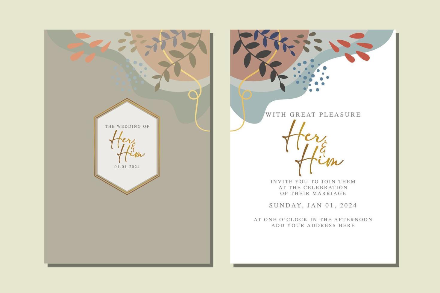 beautiful flowers wedding invitation card vector