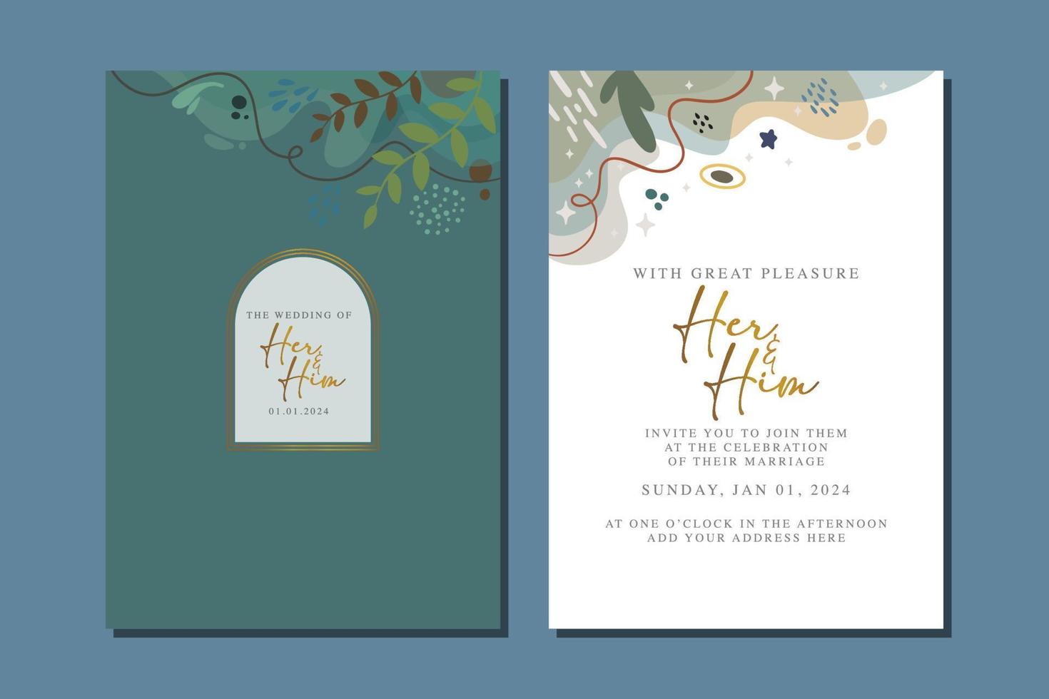 beautiful flowers wedding invitation card vector