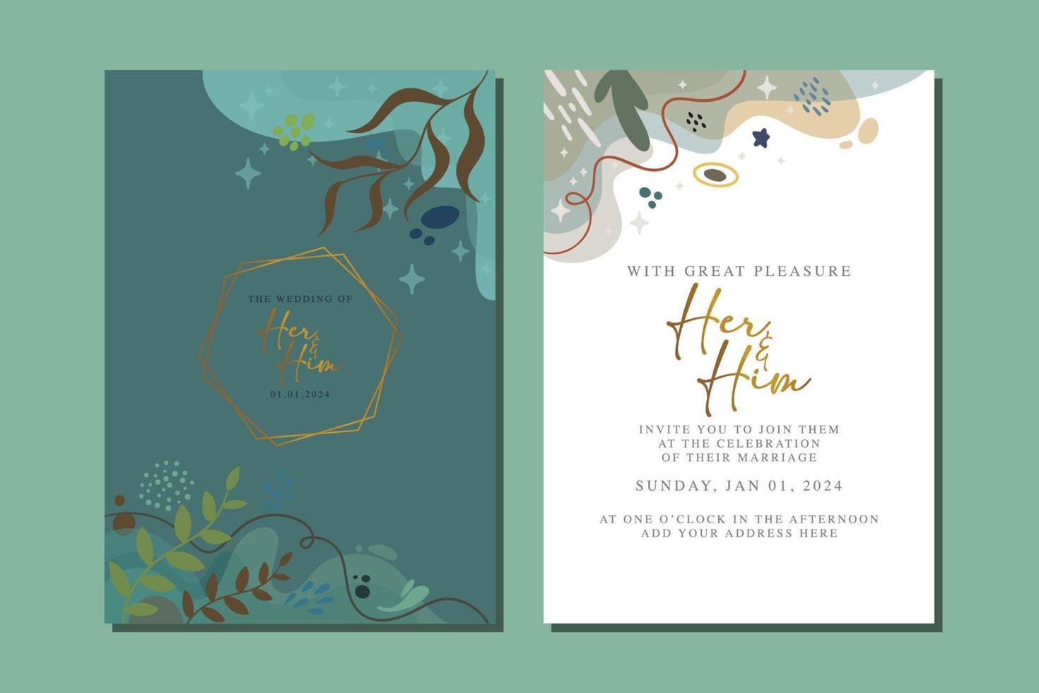 beautiful flowers wedding invitation card vector