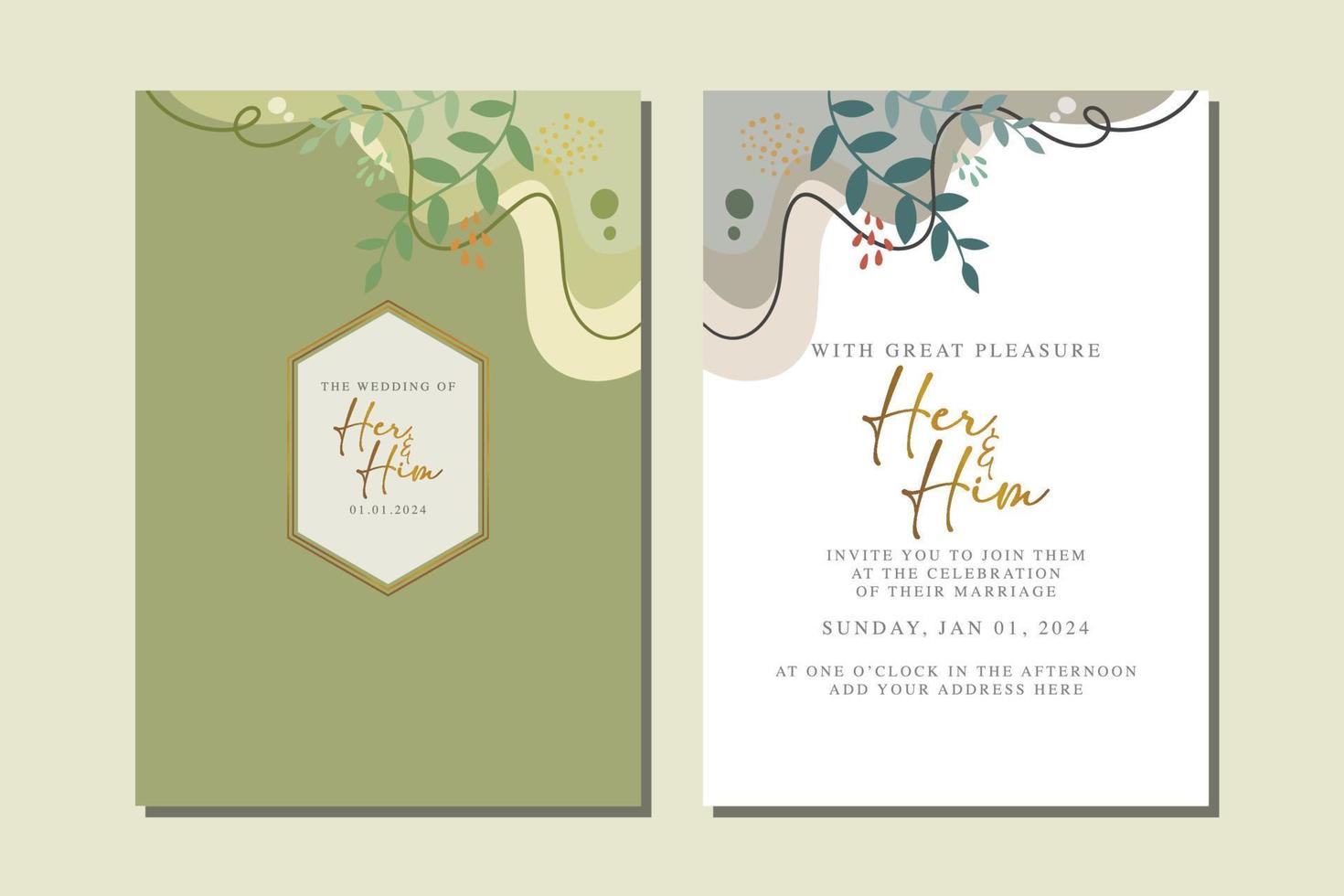 beautiful flowers wedding invitation card vector