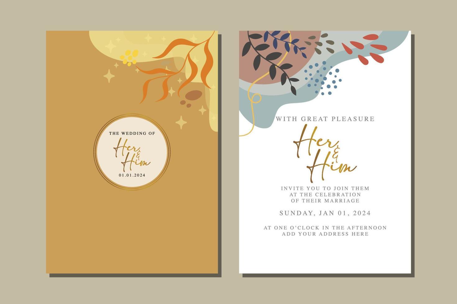 beautiful flowers wedding invitation card vector