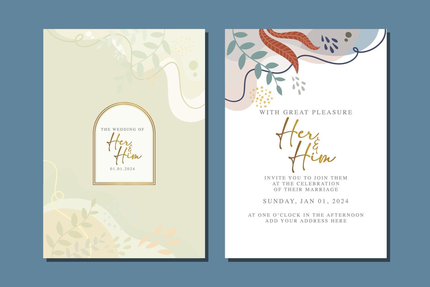 beautiful flowers wedding invitation card vector