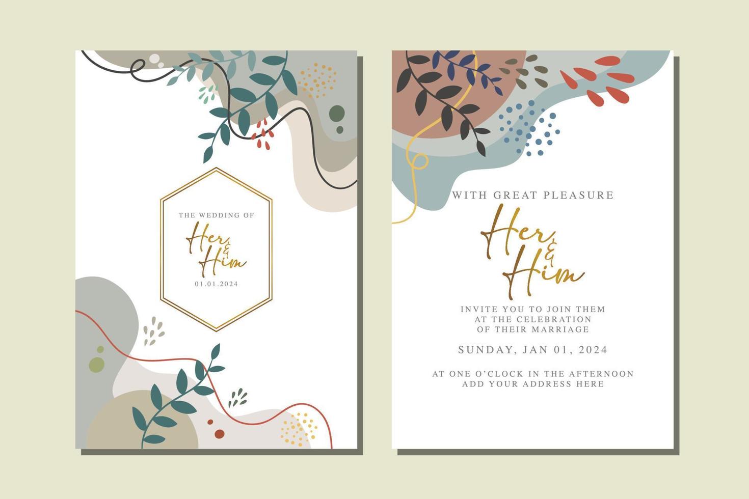 beautiful flowers wedding invitation card vector