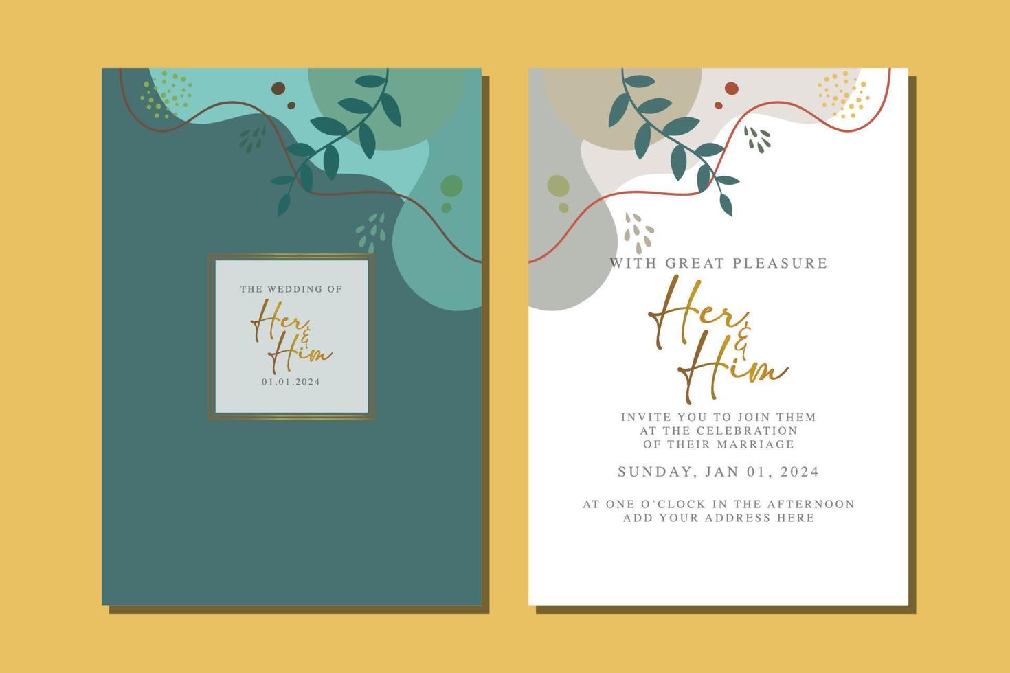 beautiful flowers wedding invitation card vector