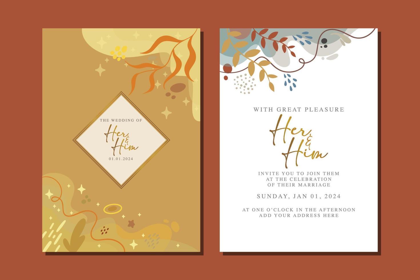 beautiful flowers wedding invitation card vector