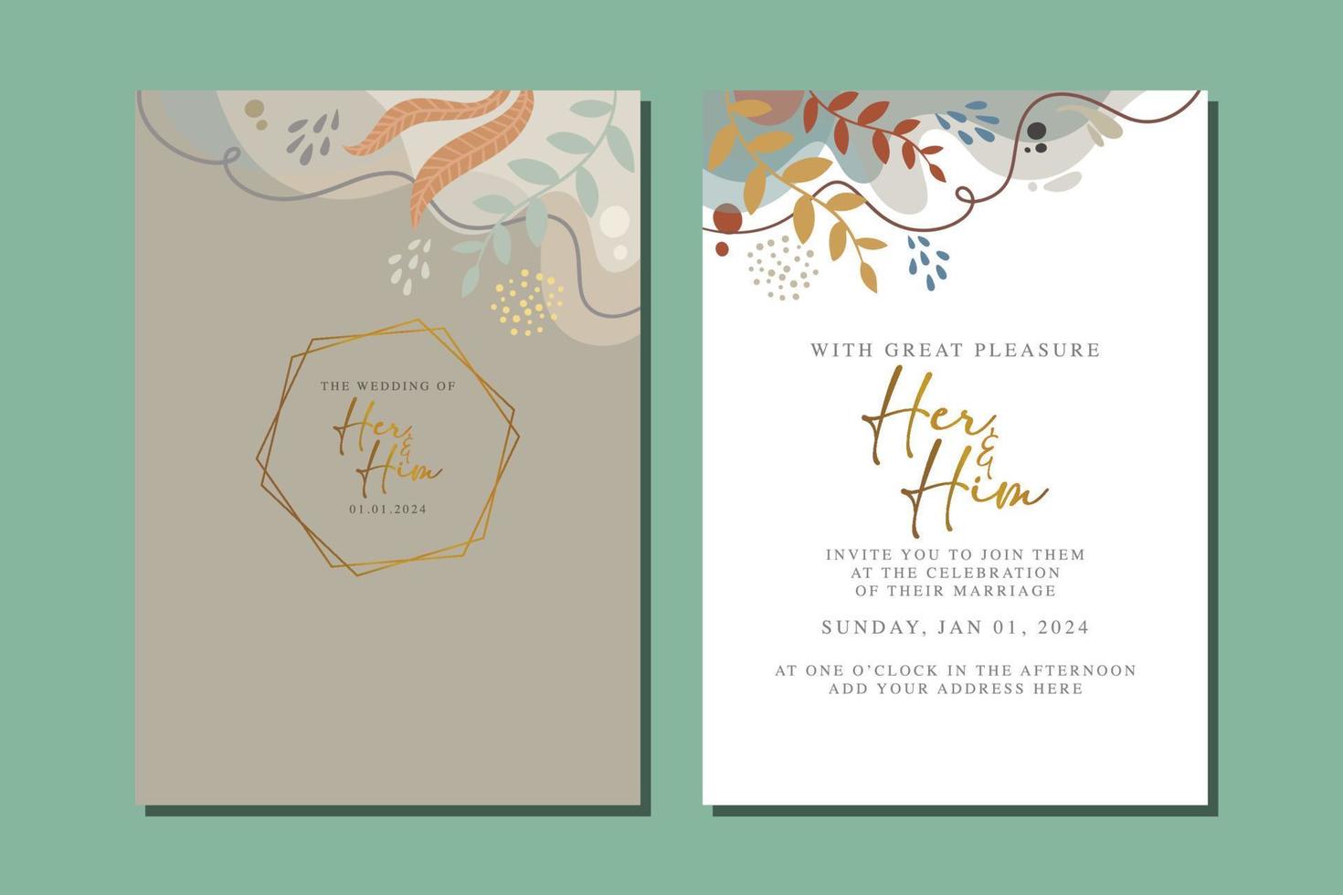 beautiful flowers wedding invitation card vector