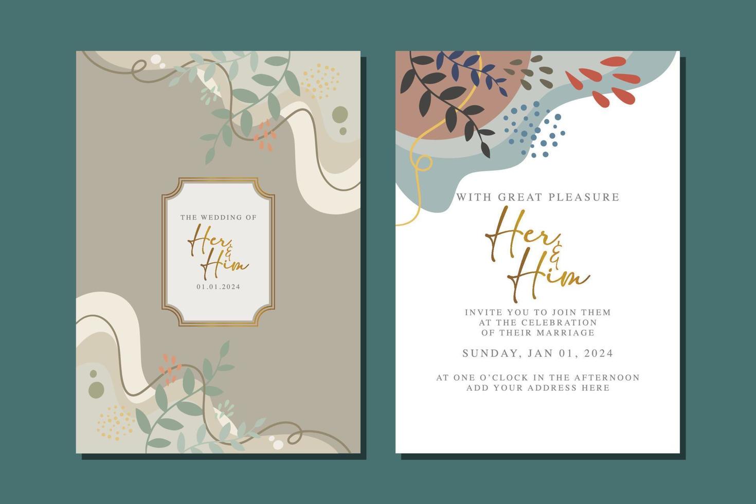 beautiful flowers wedding invitation card vector