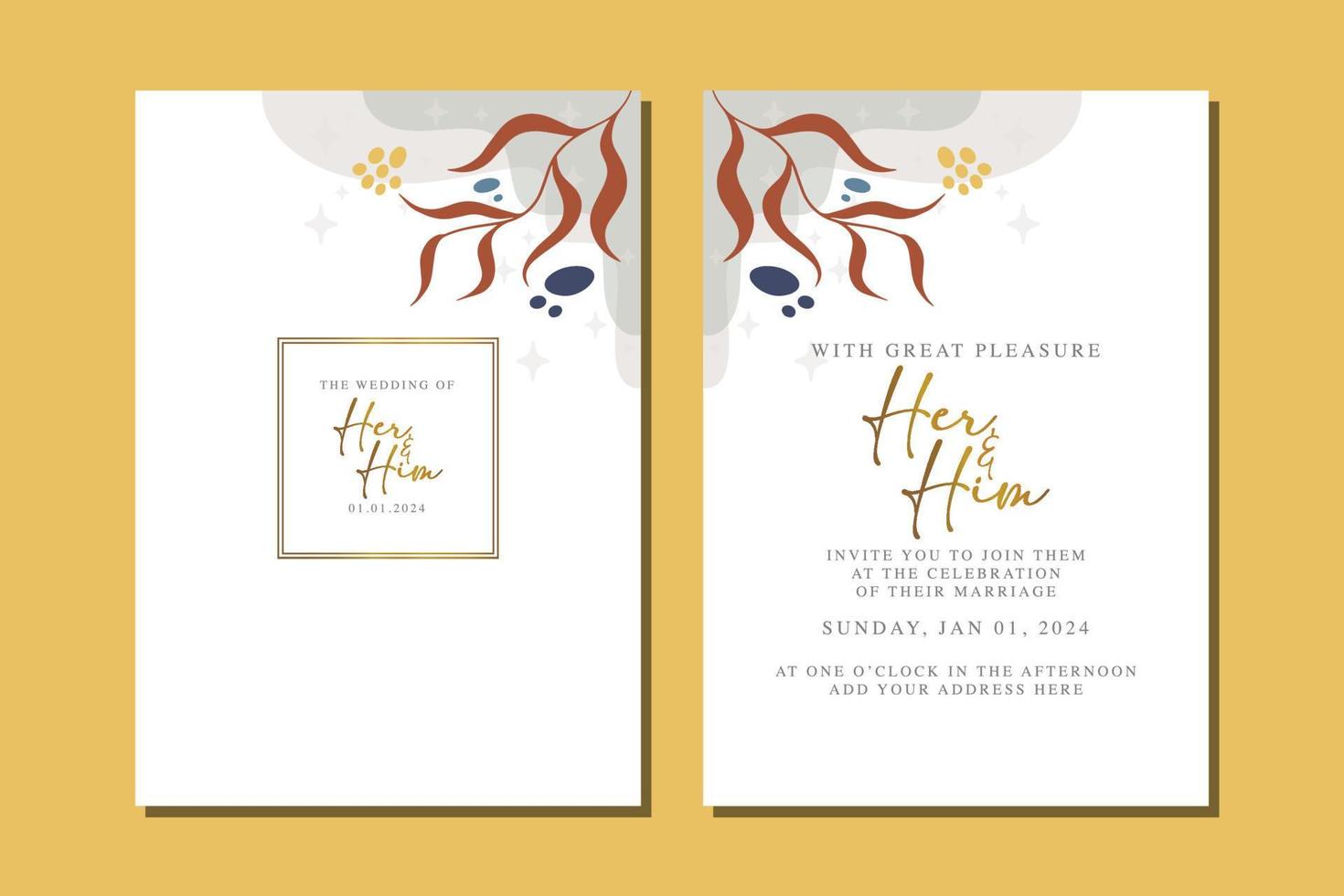 beautiful flowers wedding invitation card vector