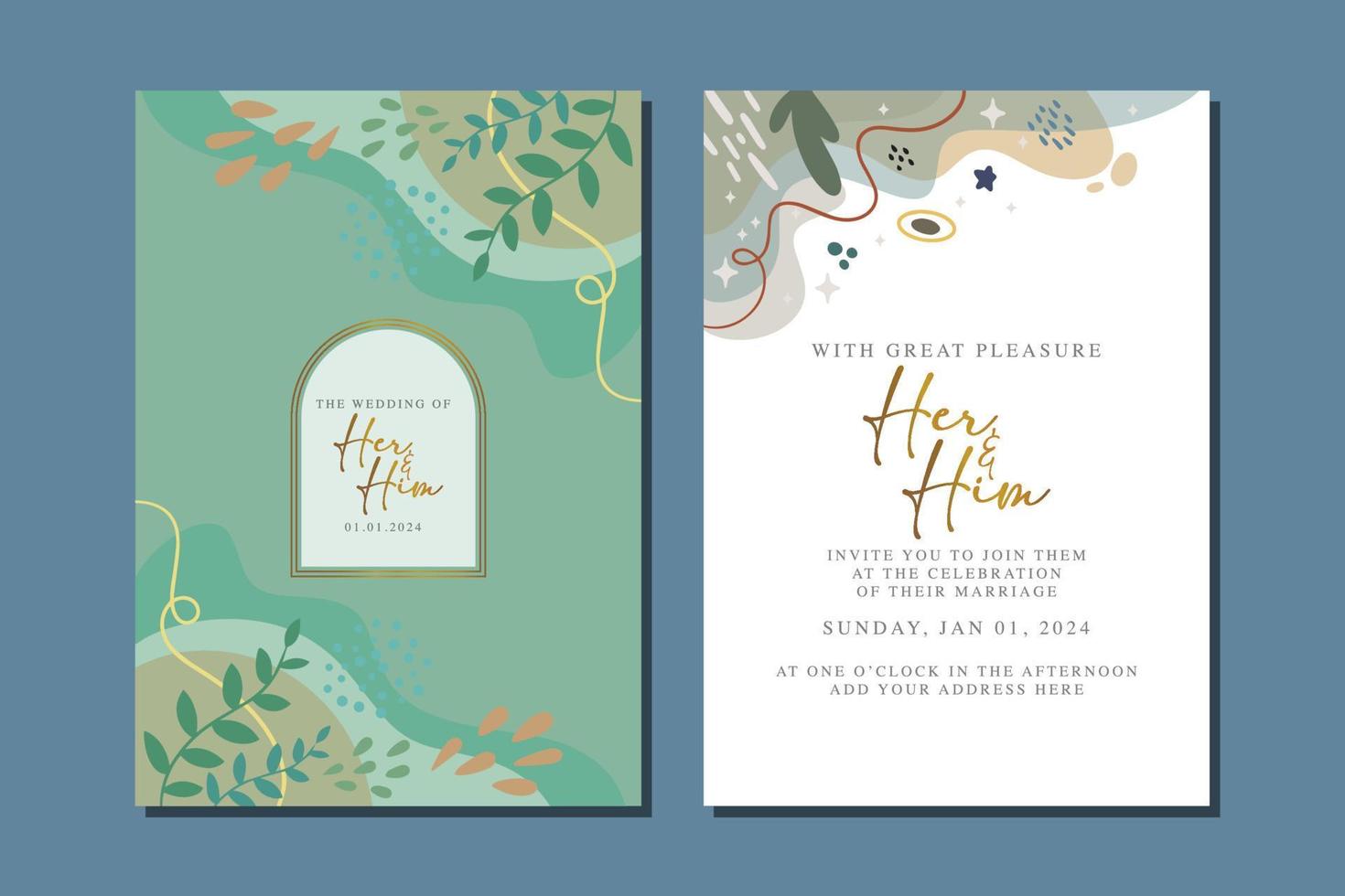 beautiful flowers wedding invitation card vector