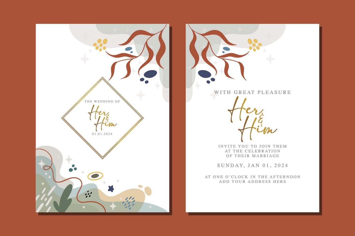 beautiful flowers wedding invitation card vector