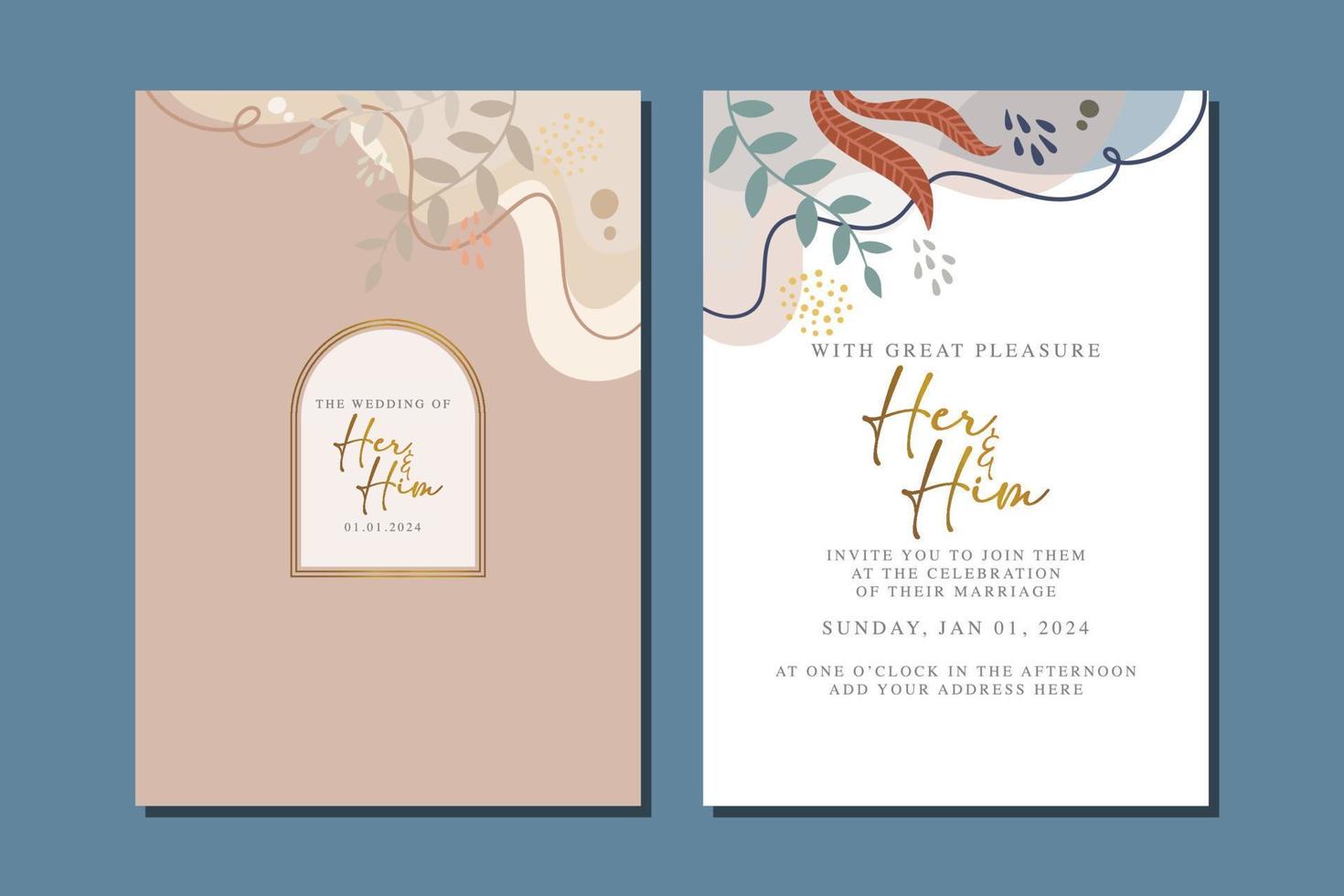 beautiful flowers wedding invitation card vector