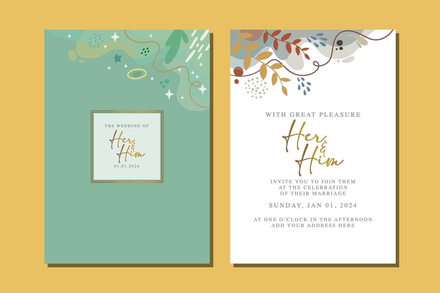 beautiful flowers wedding invitation card vector