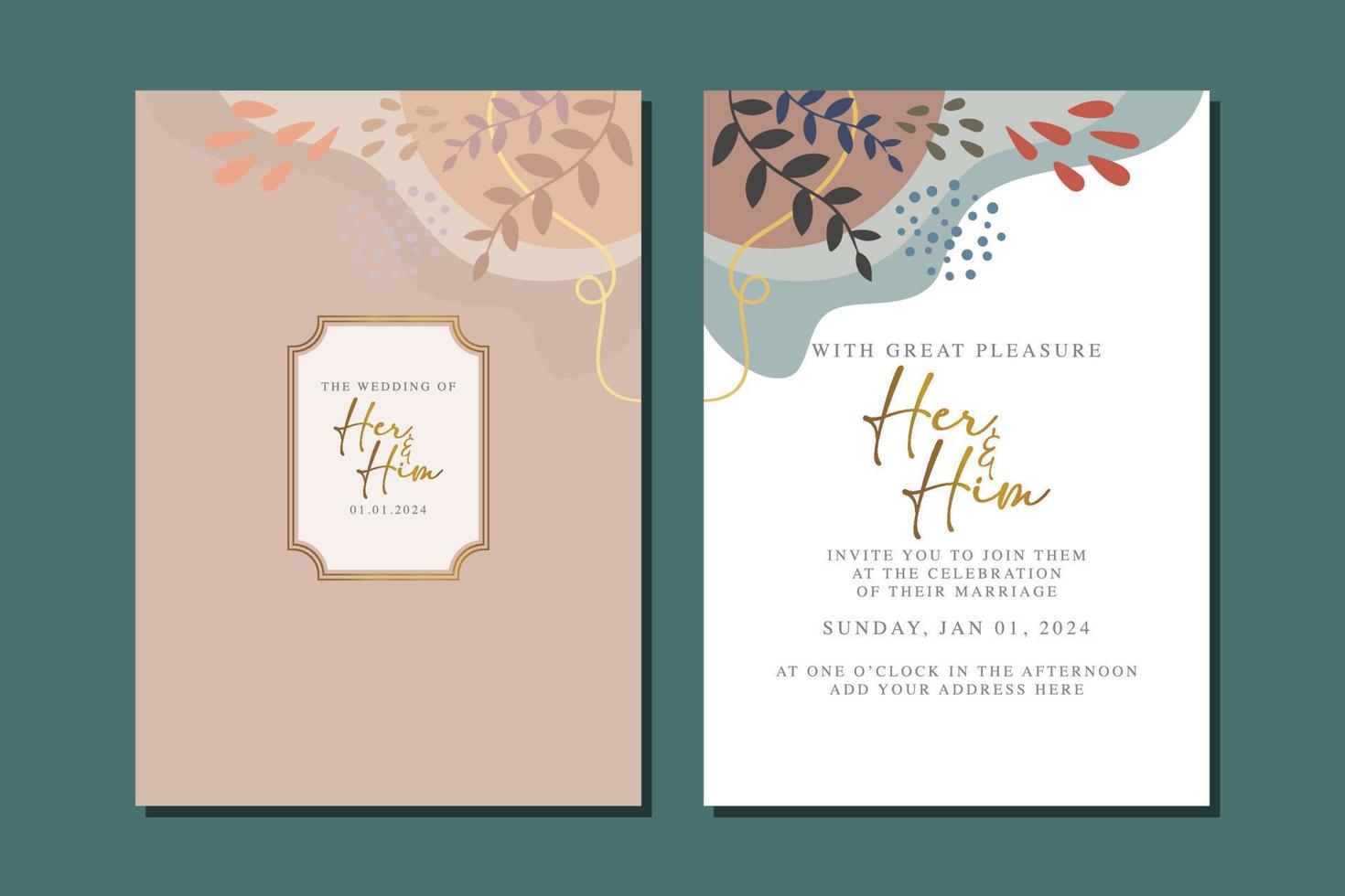 beautiful flowers wedding invitation card vector