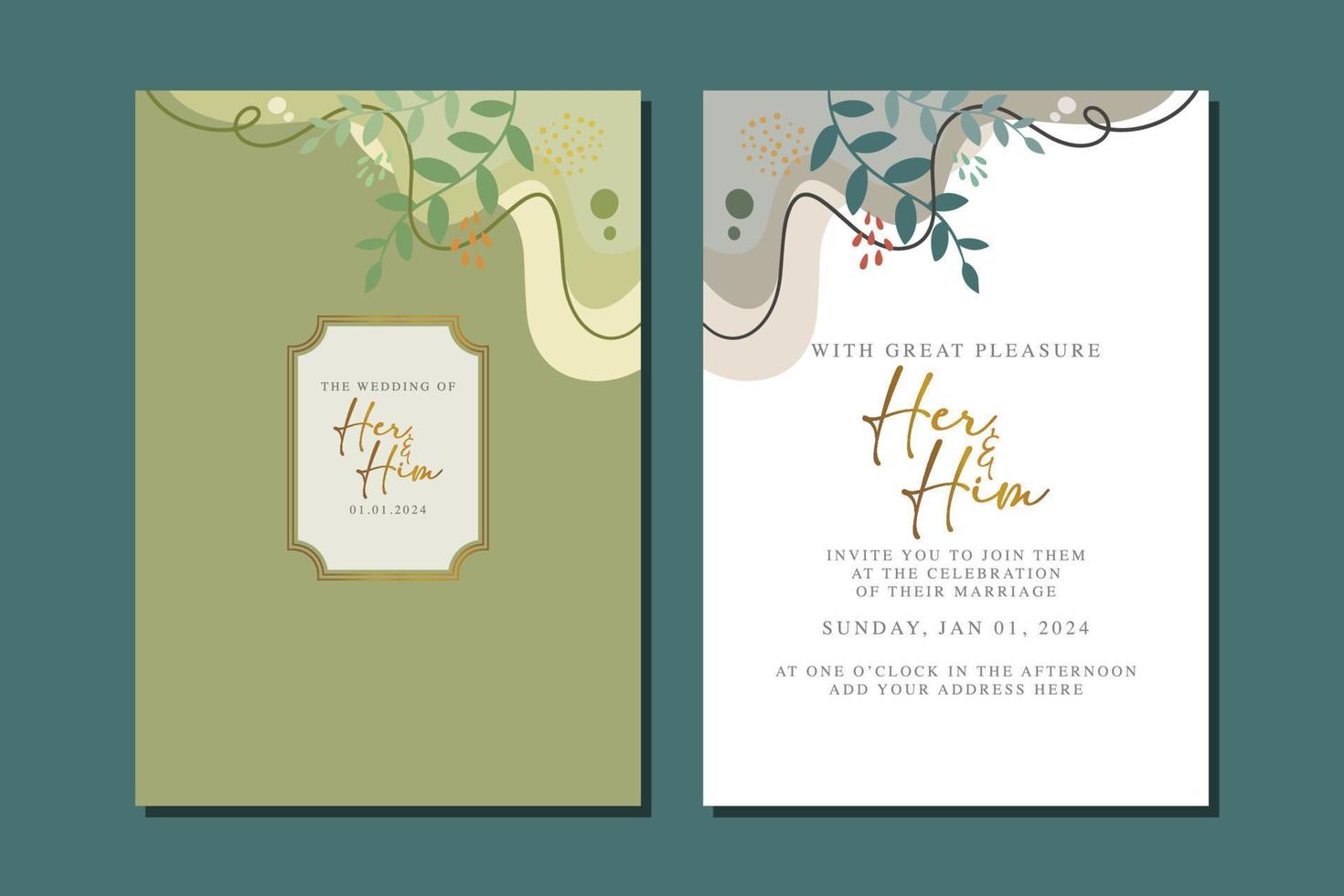 beautiful flowers wedding invitation card vector