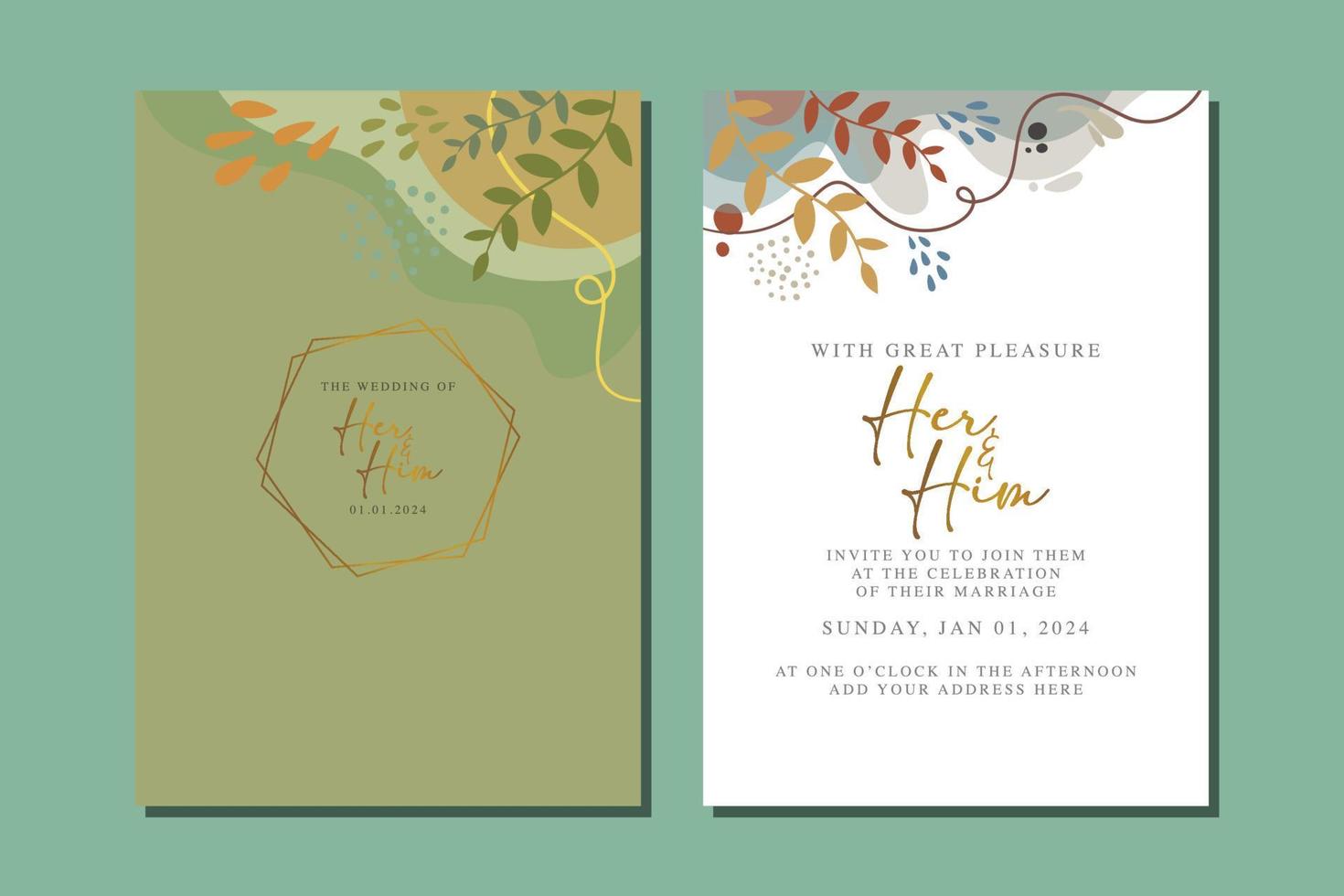 beautiful flowers wedding invitation card vector