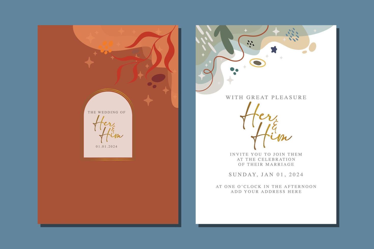 beautiful flowers wedding invitation card vector