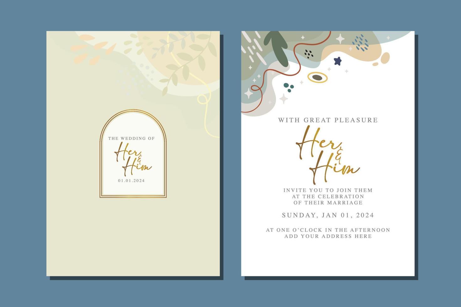 beautiful flowers wedding invitation card vector