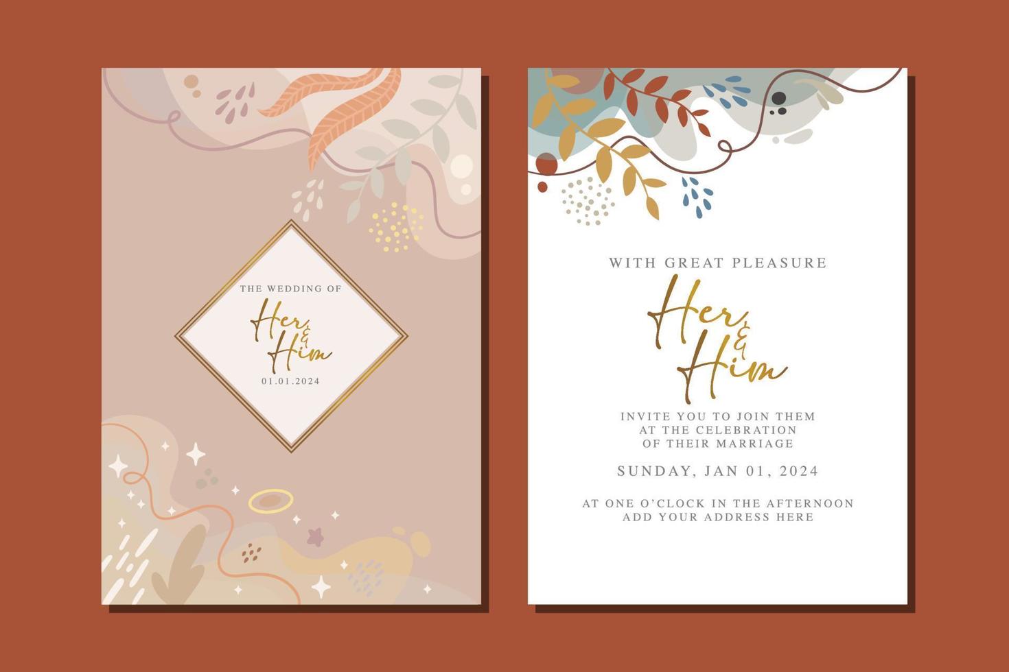 beautiful flowers wedding invitation card vector