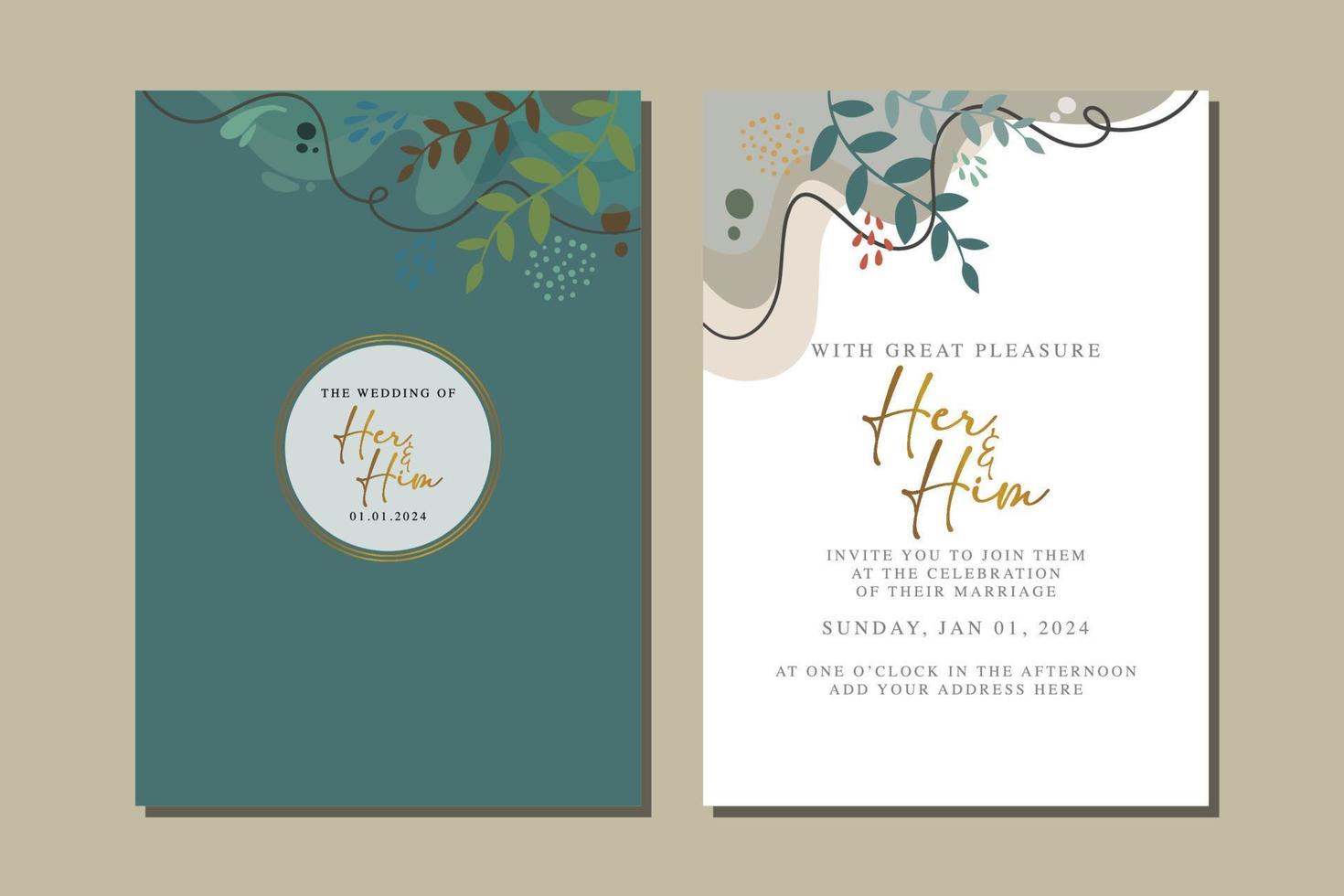 beautiful flowers wedding invitation card vector