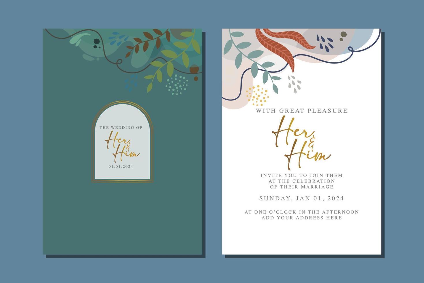 beautiful flowers wedding invitation card vector
