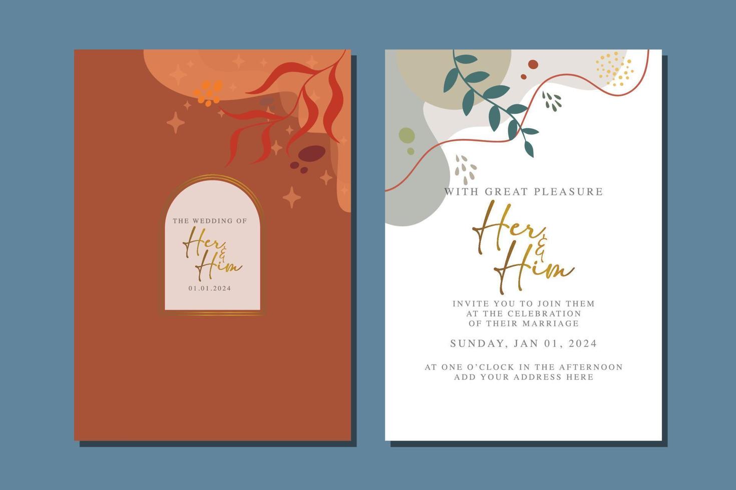 beautiful flowers wedding invitation card vector