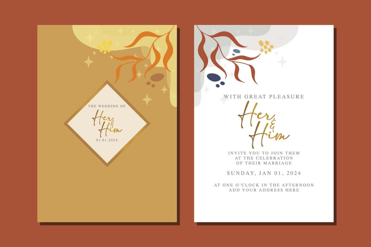 beautiful flowers wedding invitation card vector