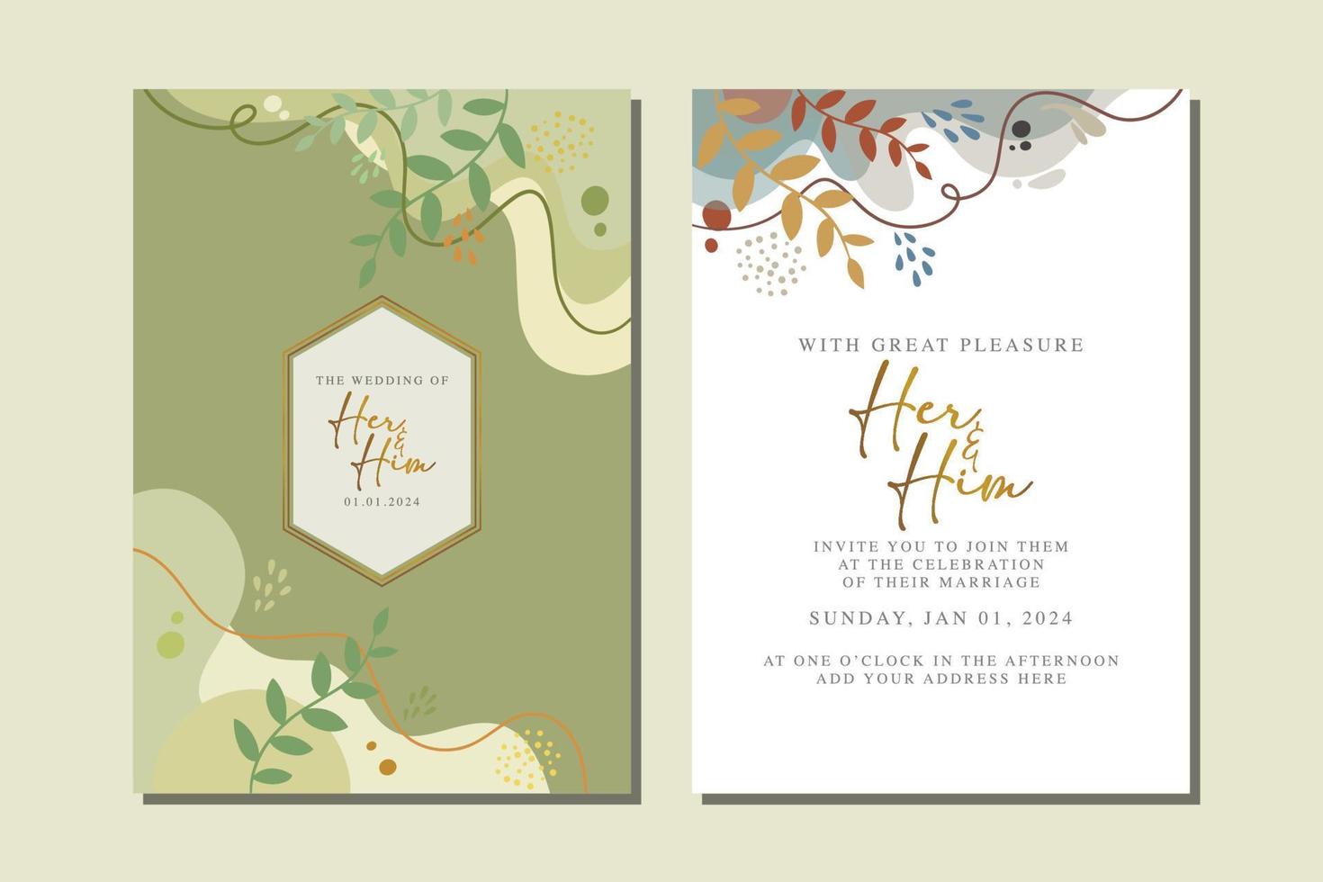 beautiful flowers wedding invitation card vector