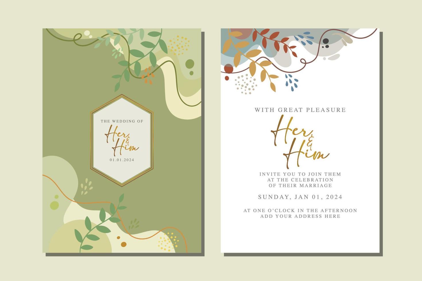 beautiful flowers wedding invitation card vector