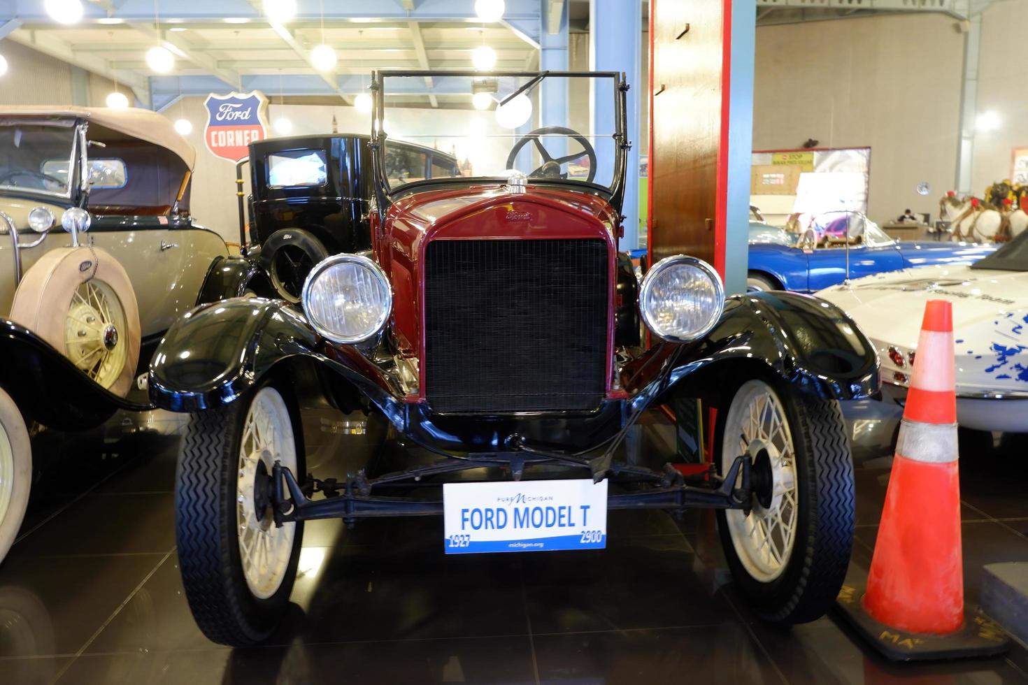 Batu, East Java, Indonesia - August  10, 2022, Ford Model T, 1927, 2500cc,  Antique Maroon Uniq Car in Angkut museum photo