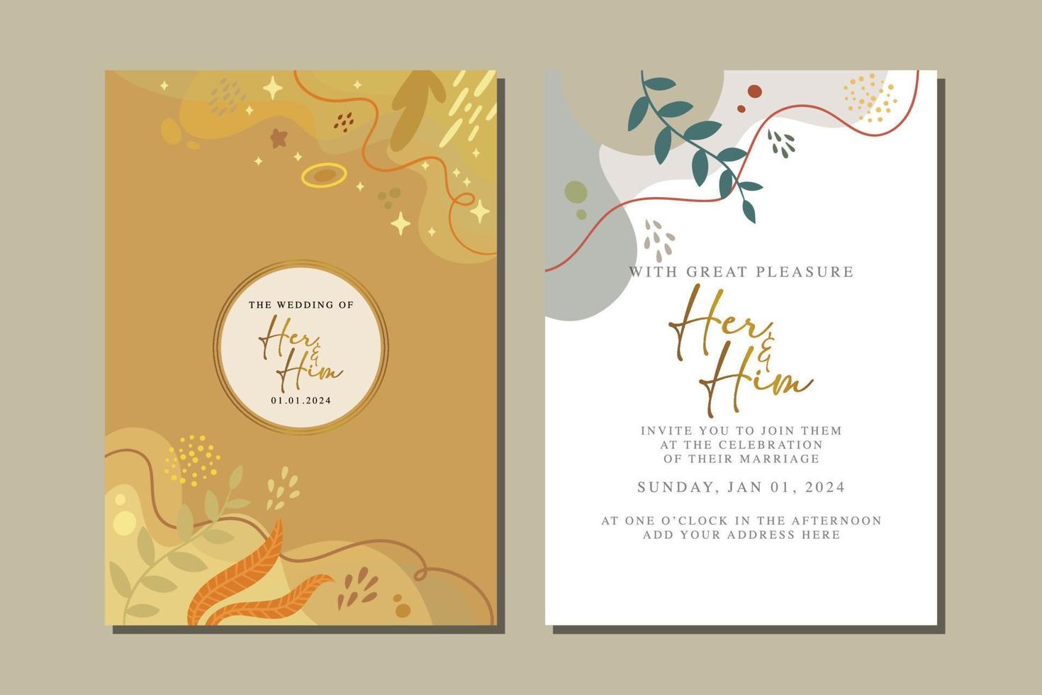 beautiful flowers wedding invitation card vector