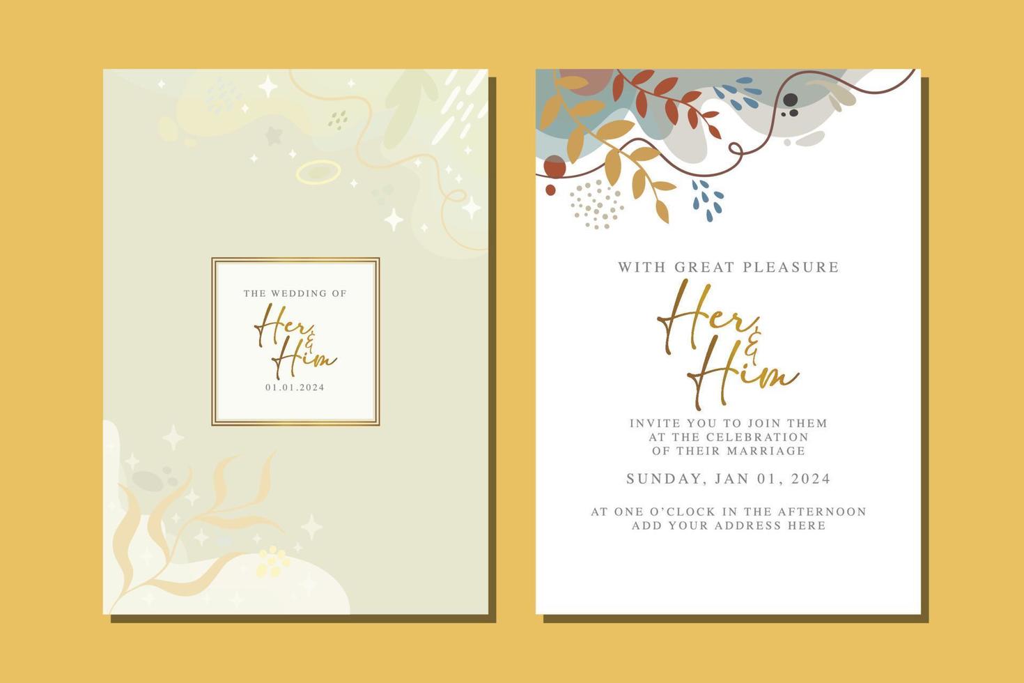 beautiful flowers wedding invitation card vector