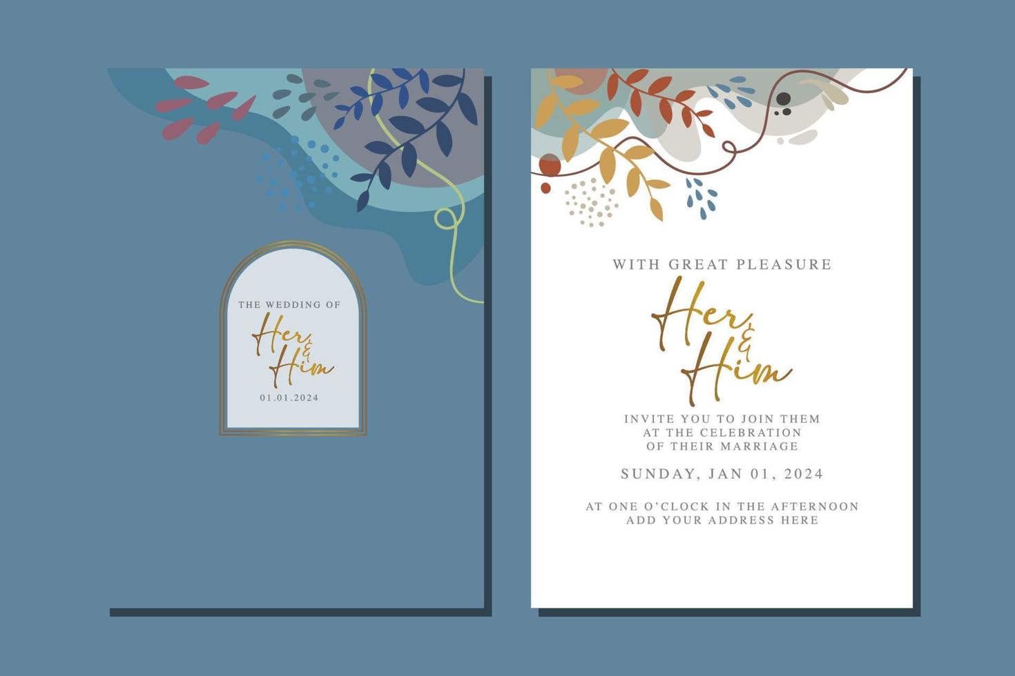 beautiful flowers wedding invitation card vector