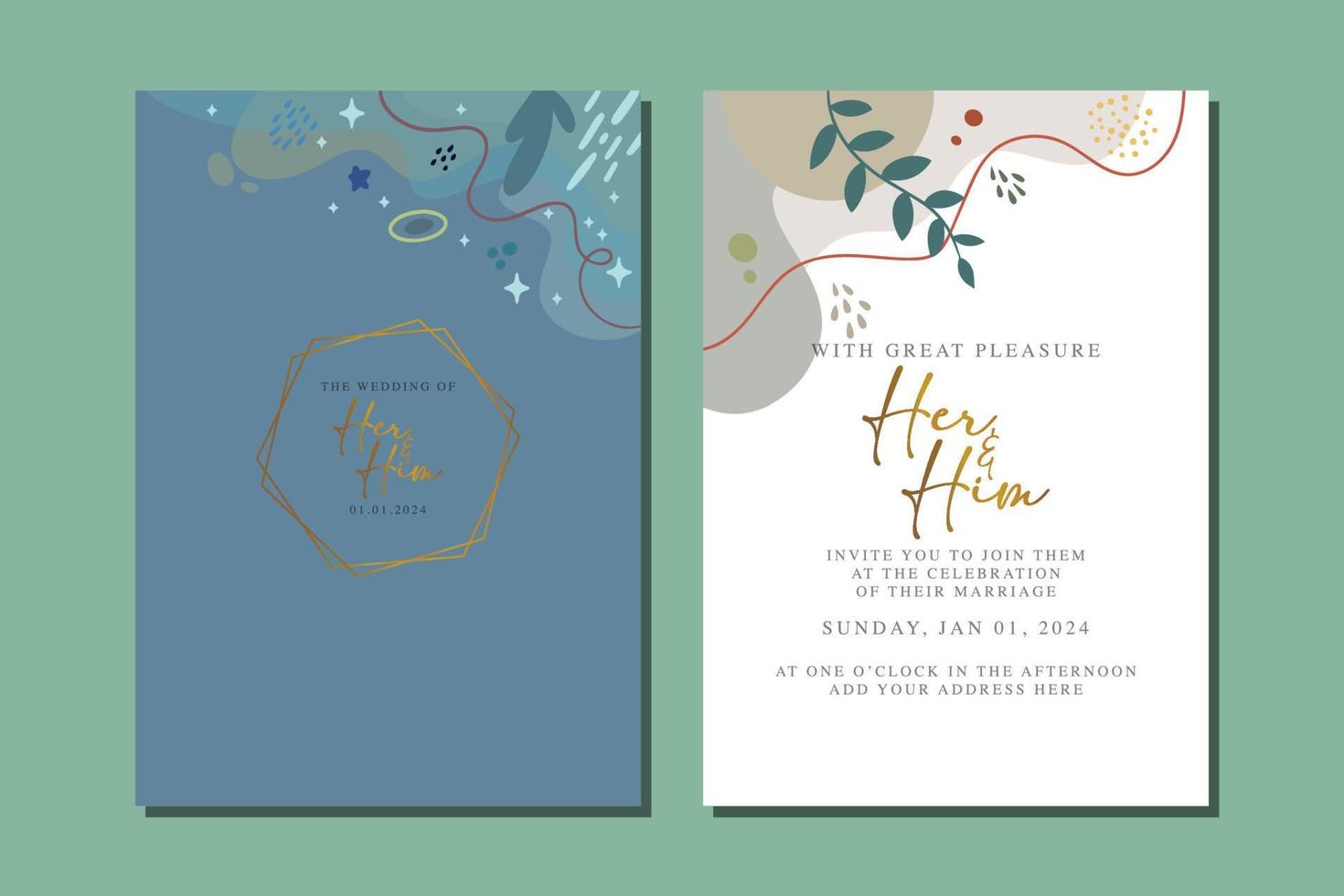 beautiful flowers wedding invitation card vector