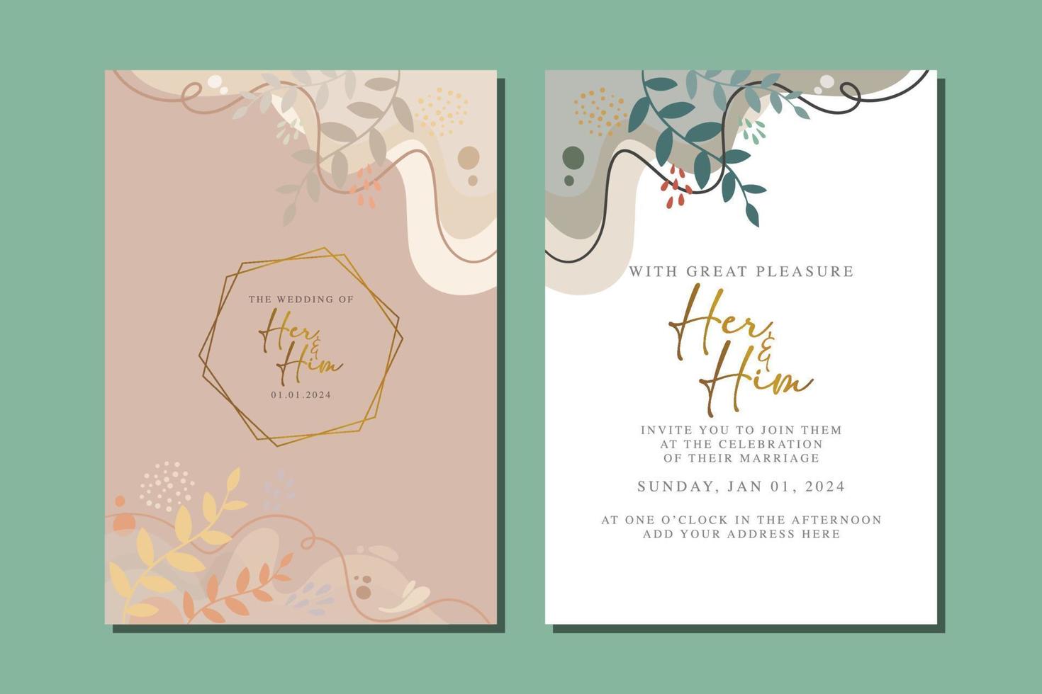beautiful flowers wedding invitation card vector
