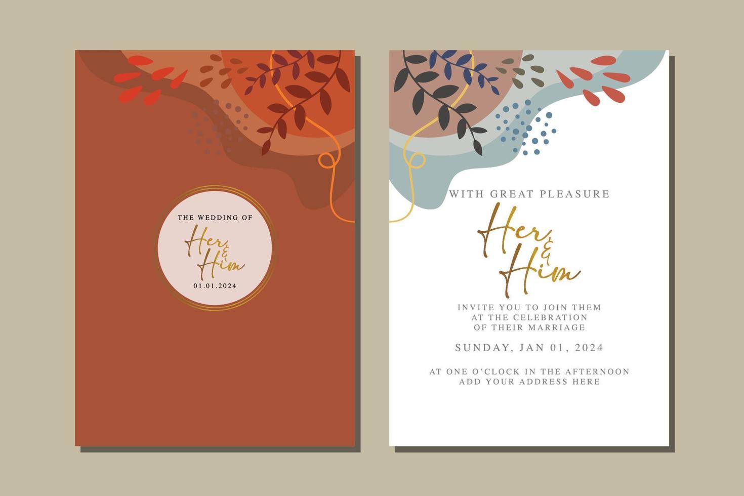 beautiful flowers wedding invitation card vector