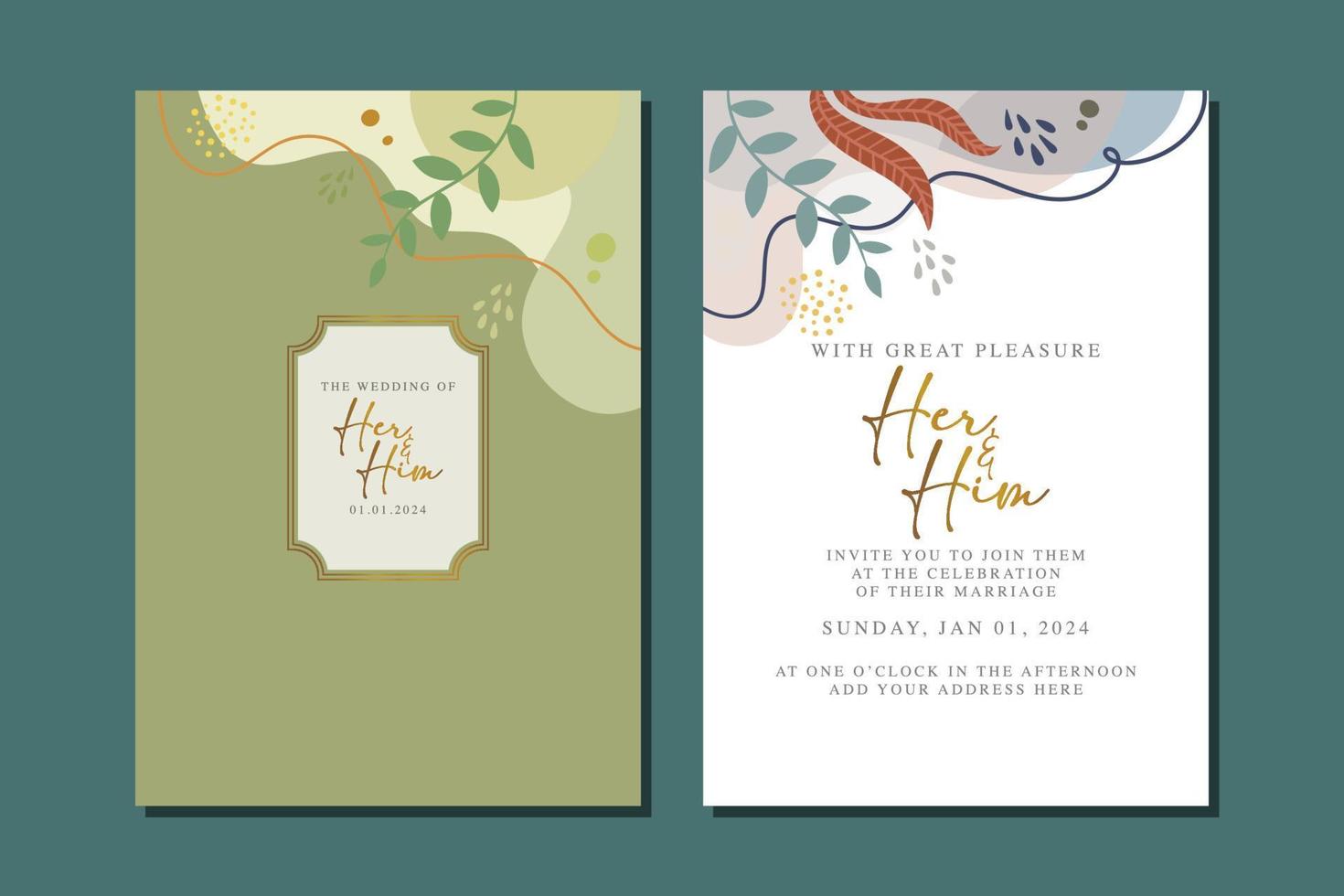 beautiful flowers wedding invitation card vector