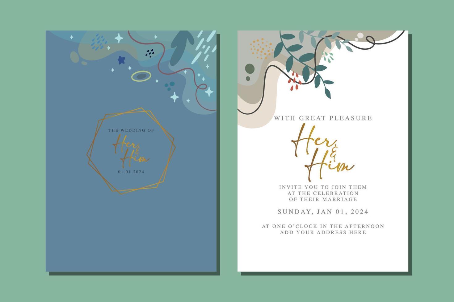 beautiful flowers wedding invitation card vector