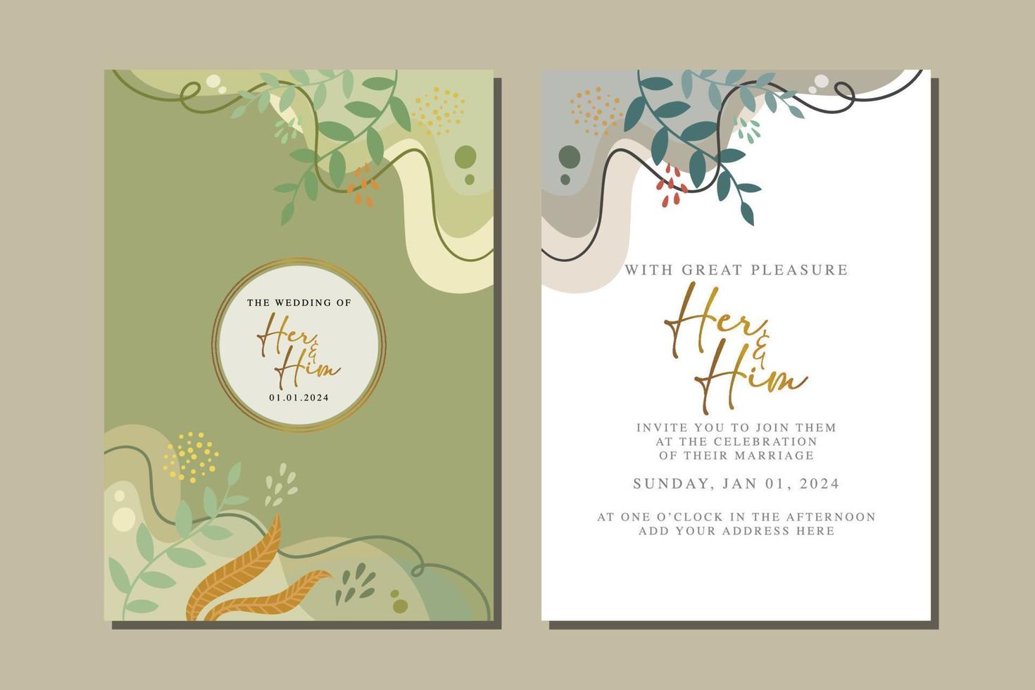 beautiful flowers wedding invitation card vector