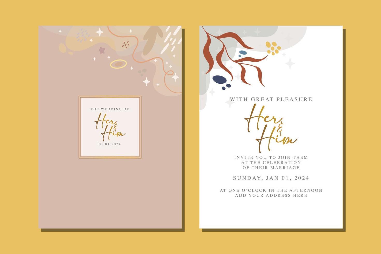 beautiful flowers wedding invitation card vector