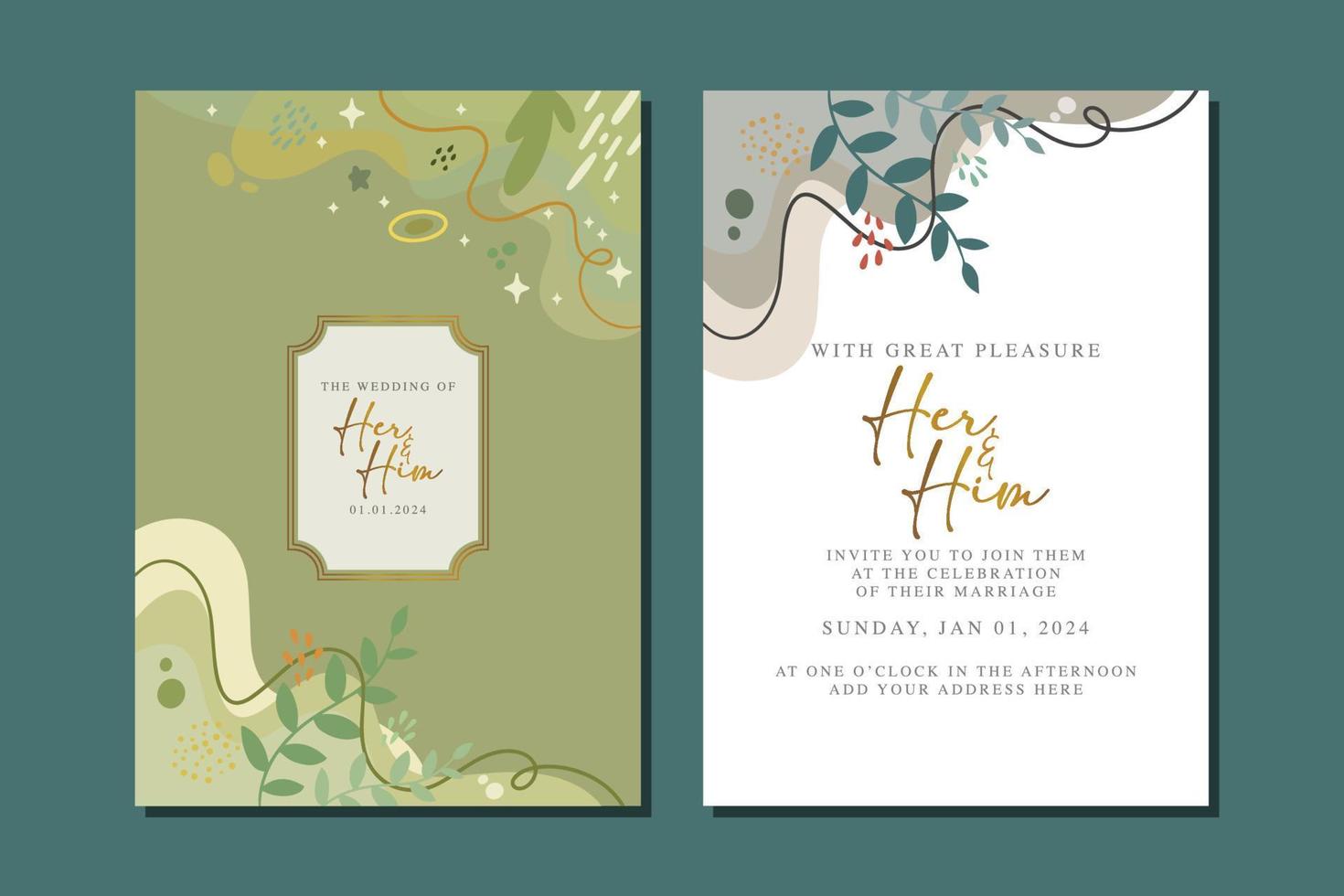 beautiful flowers wedding invitation card vector