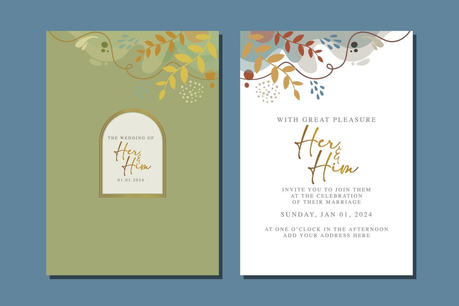 beautiful flowers wedding invitation card vector