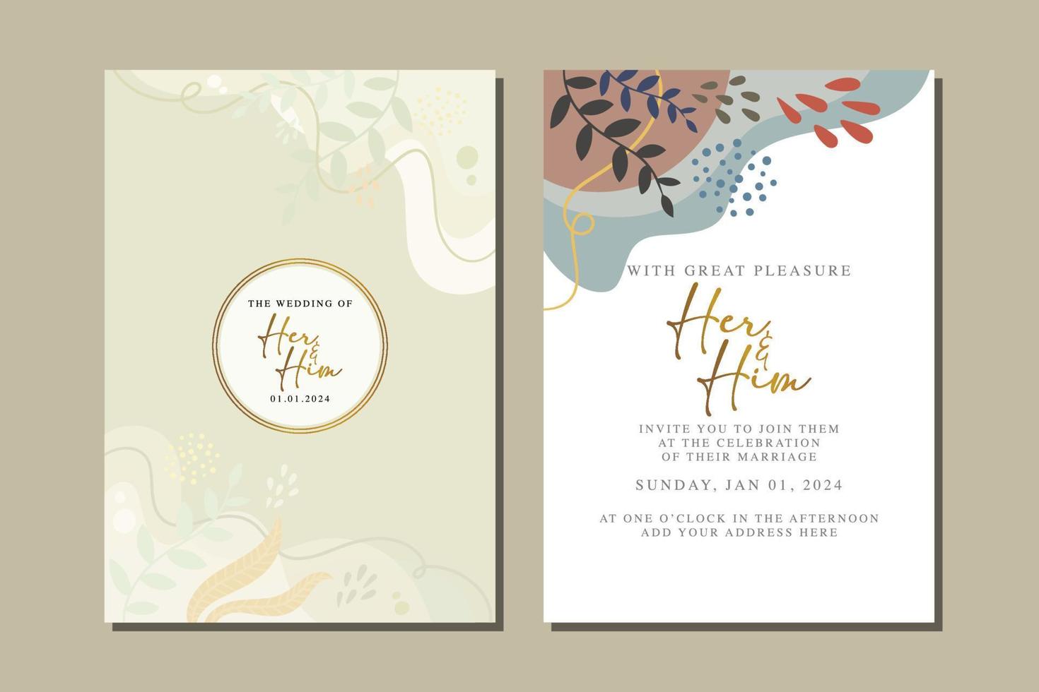 beautiful flowers wedding invitation card vector