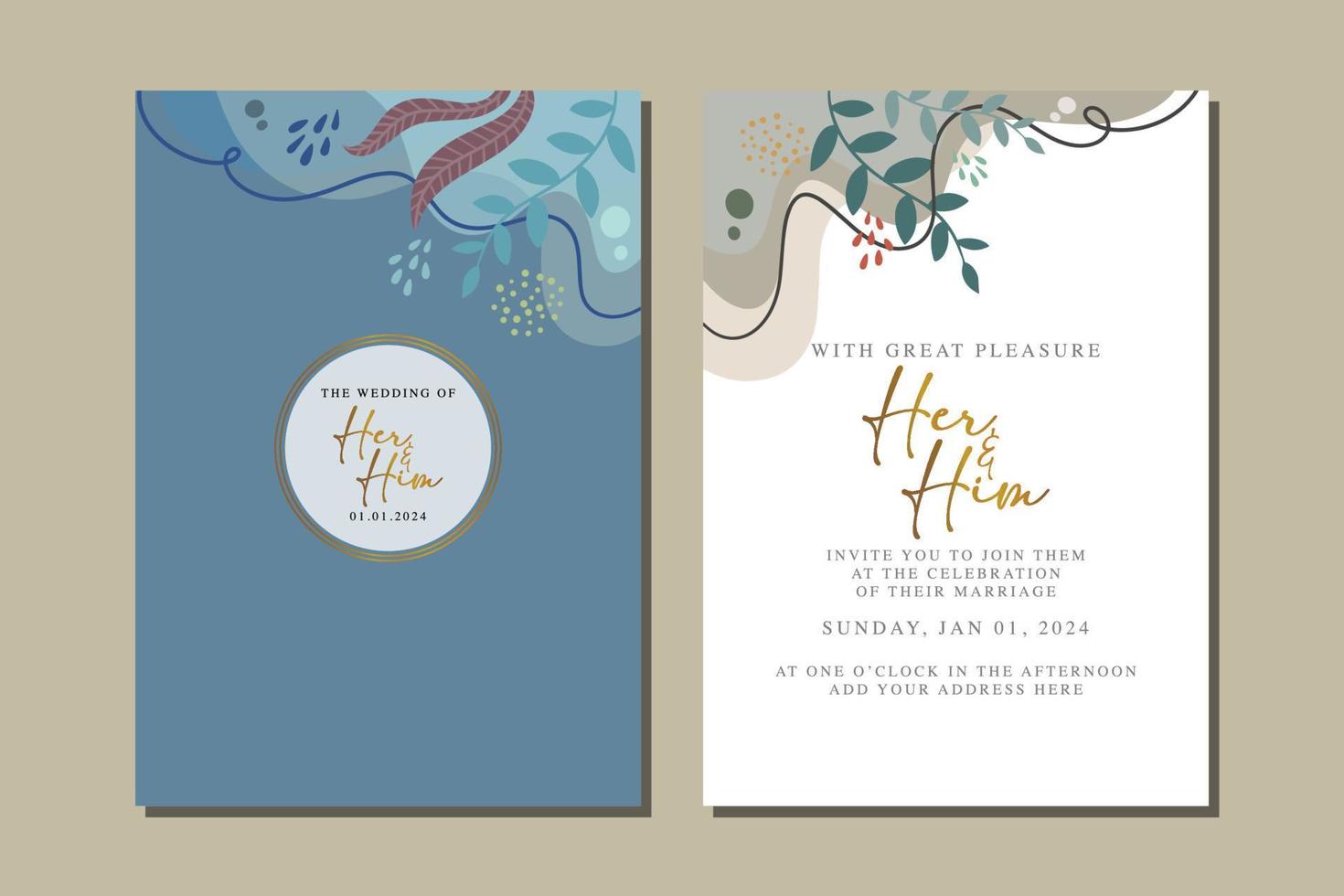 beautiful flowers wedding invitation card vector