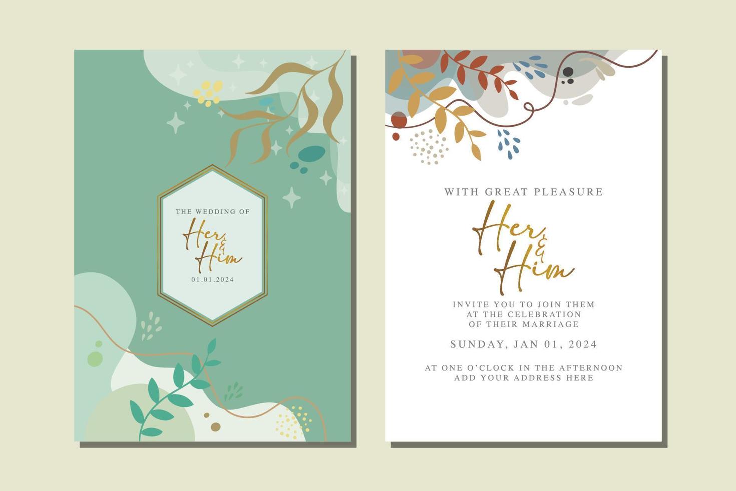 beautiful flowers wedding invitation card vector