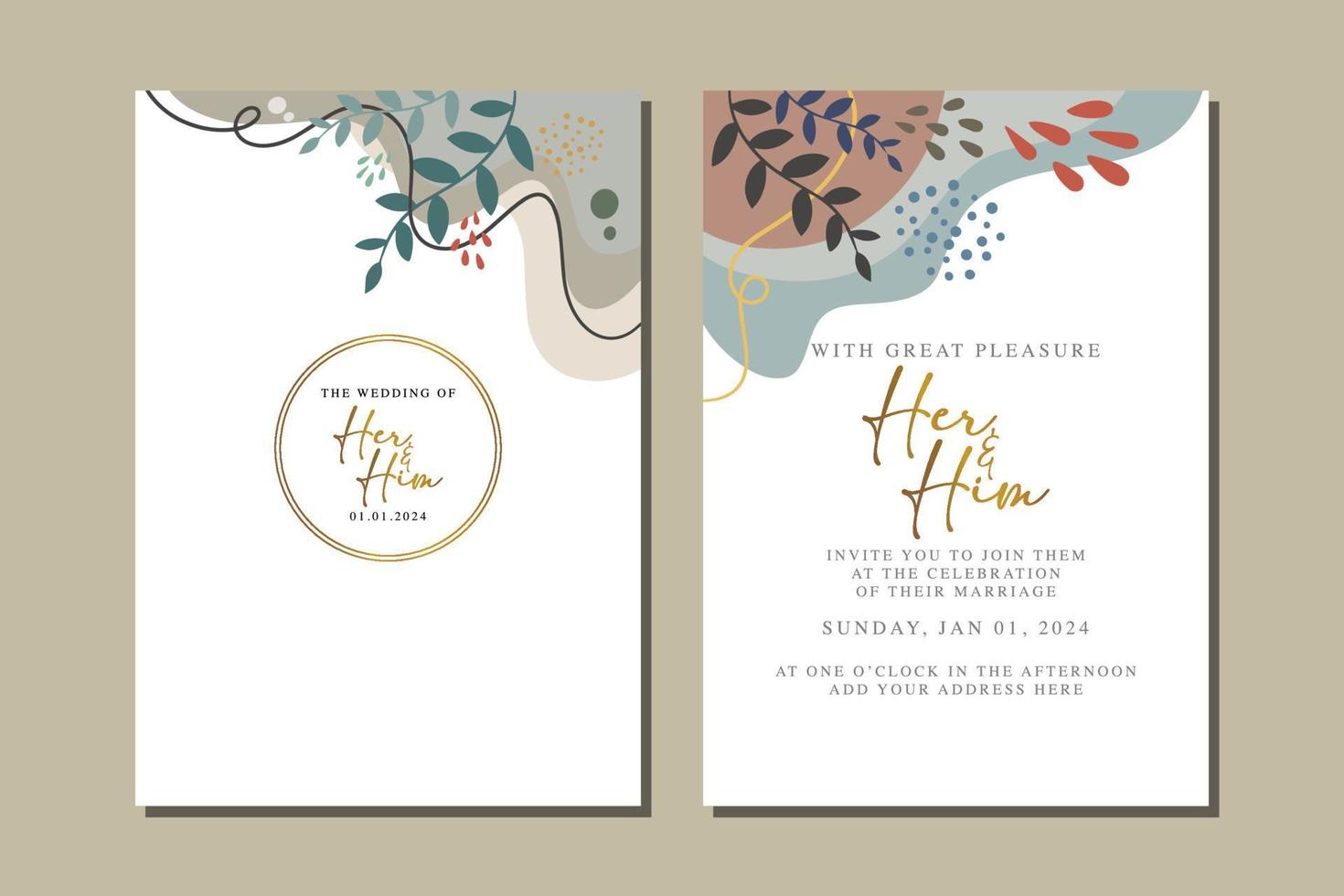 beautiful flowers wedding invitation card vector
