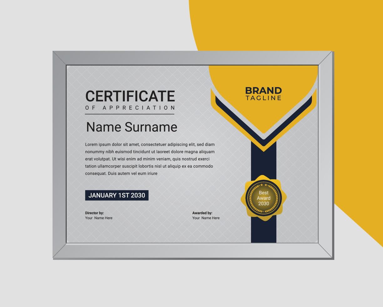Creative certificate template design with a classic frame vector