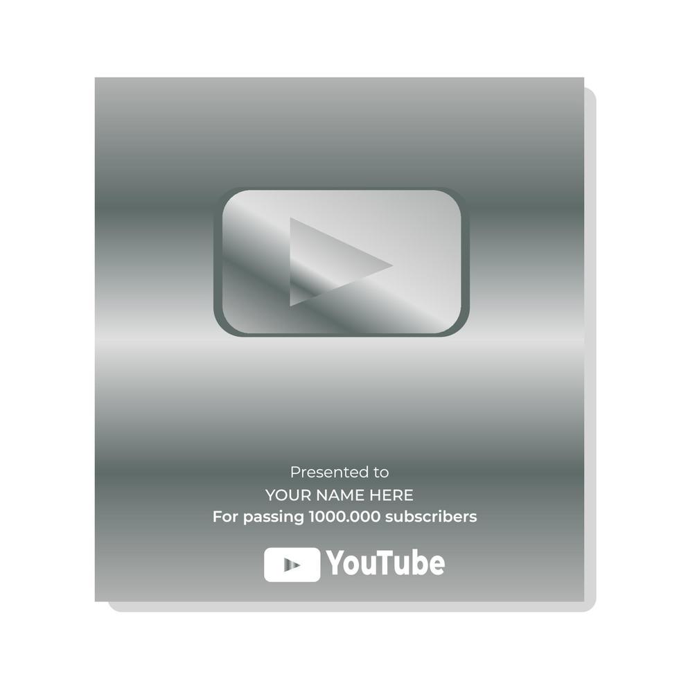 Silver Youtuber Subscriber Play Button Illustrator. can be used for